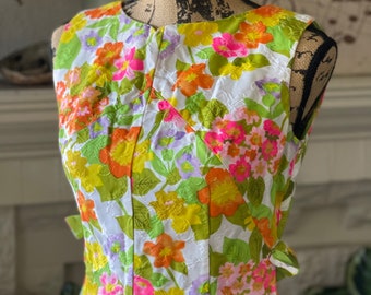 Vintage 1960s floral a line mod dress