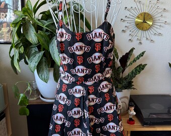 Vestido estilo retro de los años 50 de los SG GIANTS, estilo béisbol, escote corazón, tirantes finos, estilo pin up