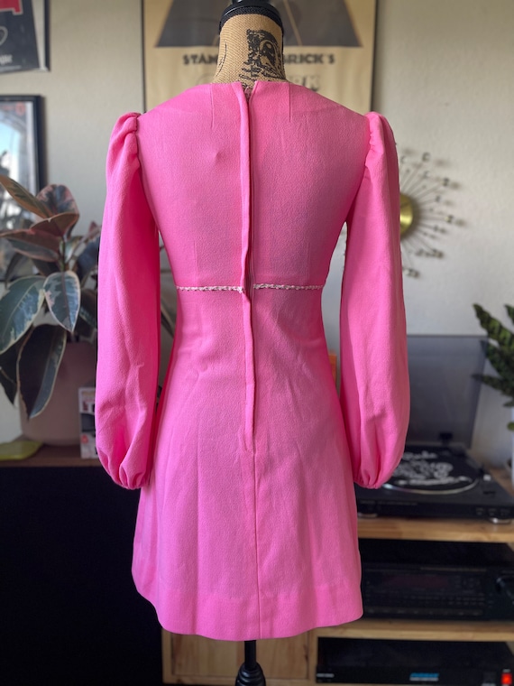 1960s vintage pink long sleeve balloon sleeve pol… - image 8