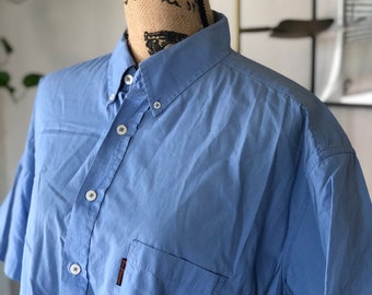 Men’s Women’s vintage Light Blue short sleeve Ben Sherman oxford button down size XL