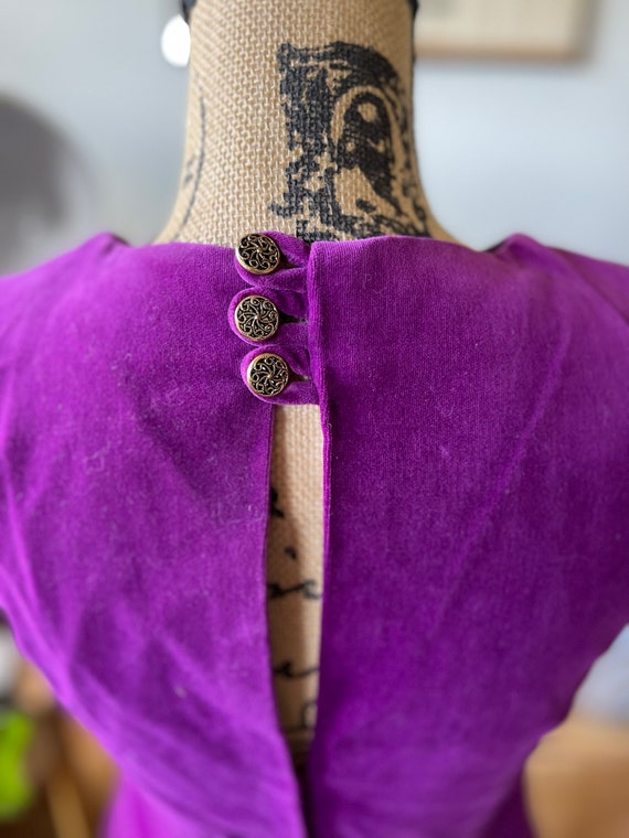 1960s Plum Purple Mod Shift Dress Short Sleeve Summer GoGo