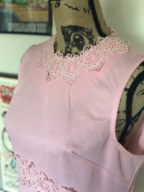 Vintage 1960s baby pink a-line dress - image 1