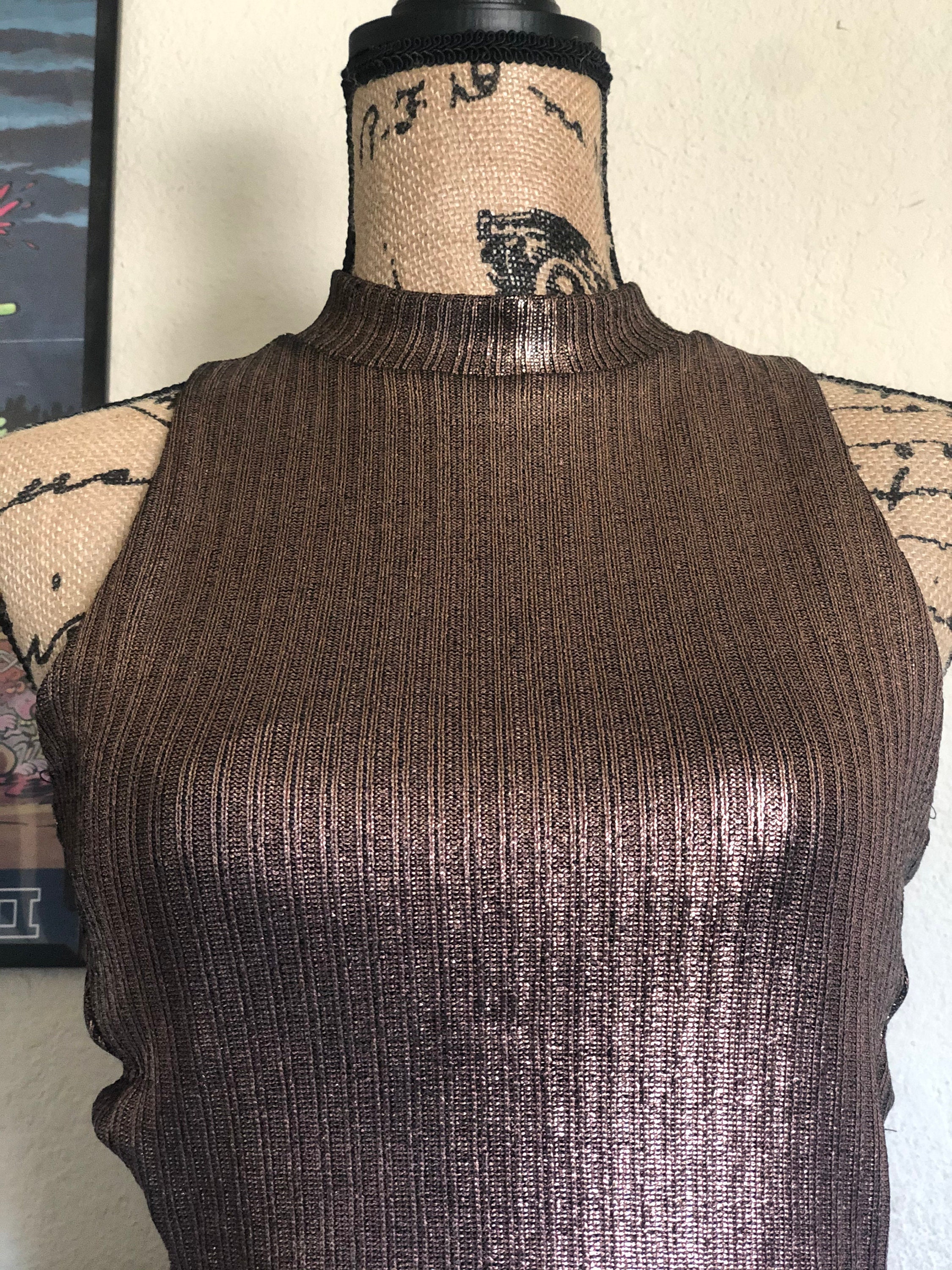 Modern 1980s 1990s Topshop Metallic Rose Gold Bodycon Dress With Side Cut  Outs - Etsy