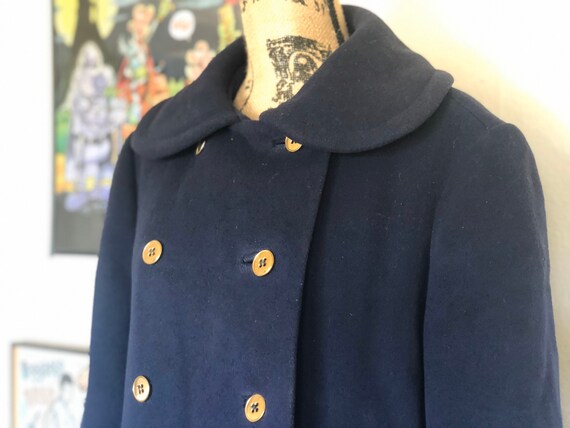 Stunning 1960's Navy Blue A line Peter Pan collar WOOL | Etsy