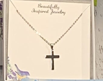 Silver cross necklace for women, stainless steel cross necklace for her, silver cross necklace for women and girls, Cross necklace for her