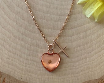 Mustard seed necklace in rose gold for women, Religious heart necklace for her, rose gold christian necklace for her, Mustard seed pendant