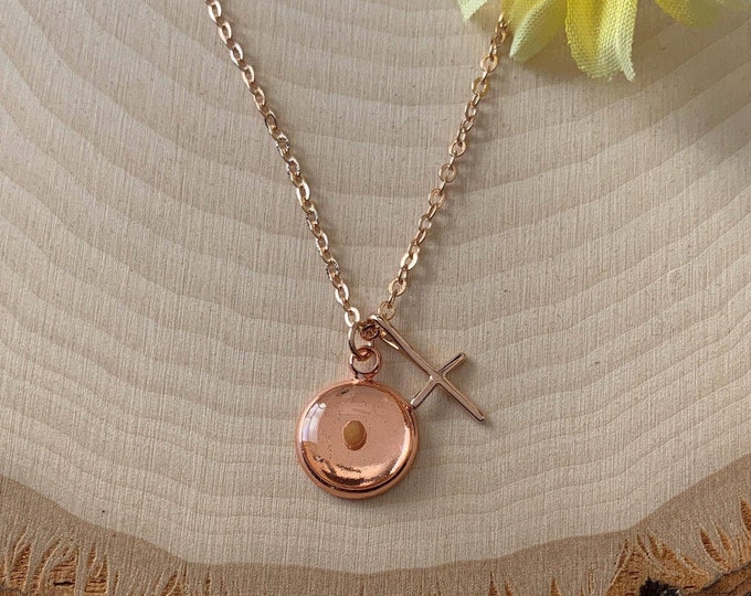 Faith of a mustard seed necklace in rose gold,  Rose gold faith necklace with mustard seed, Matthew 17 20 rose gold mustard seed and cross