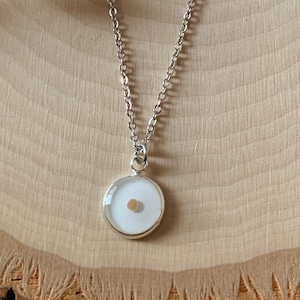 Faith of a mustard seed necklace in silver and white, Dainty silver mustard seed pendant, Easter gift for her, Real mustard seed necklace