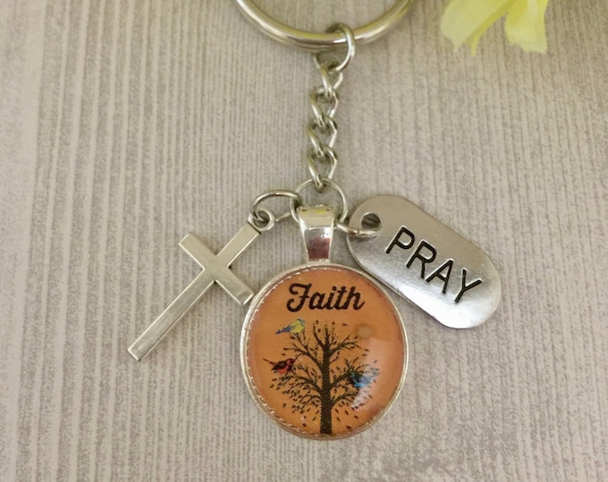 Faith of a mustard seed keychain with real mustard seed, Tree of life keychain with real mustard seed and scripture Matthew 17 20