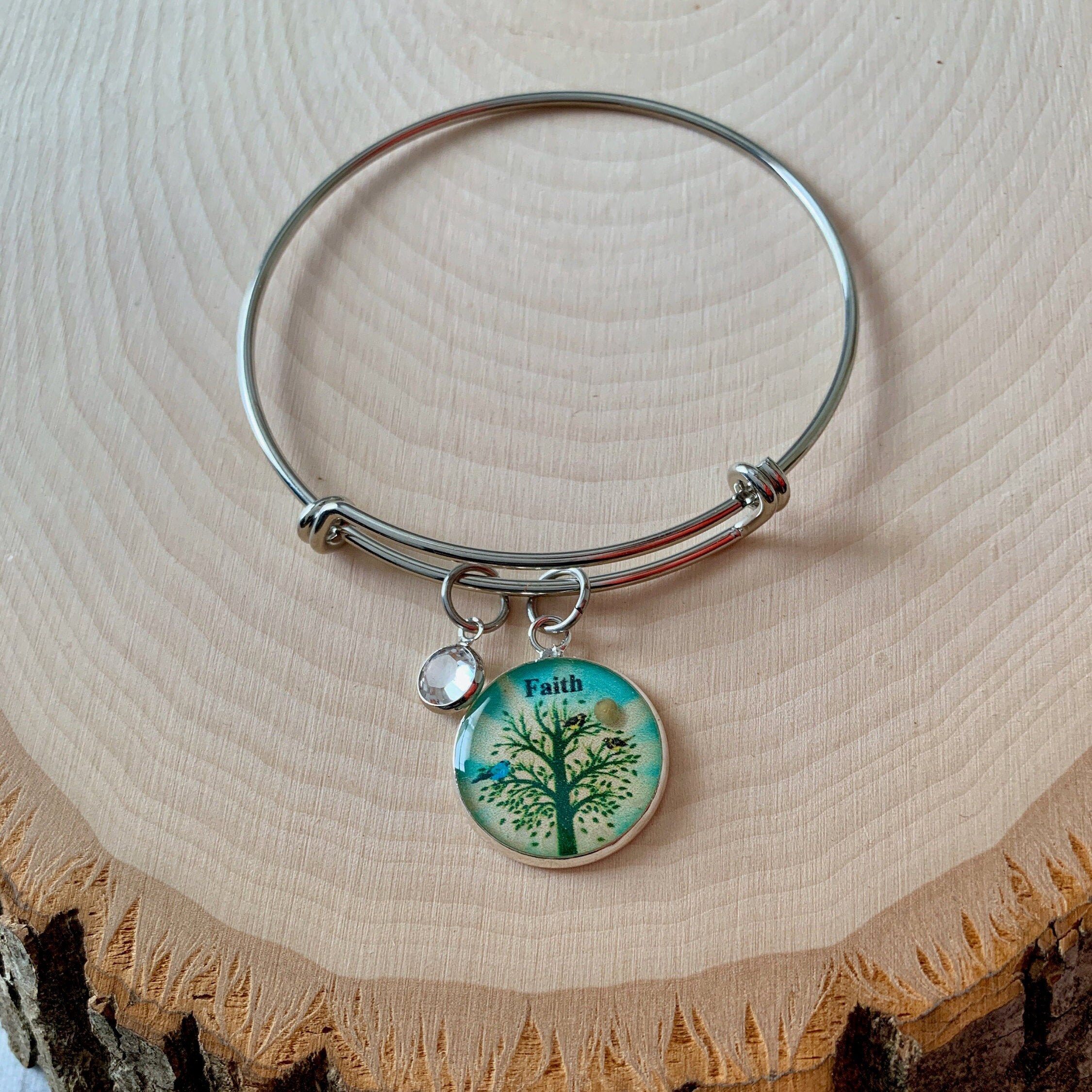 Faith of a mustard seed bracelet with real mustard seed, Tree of Life