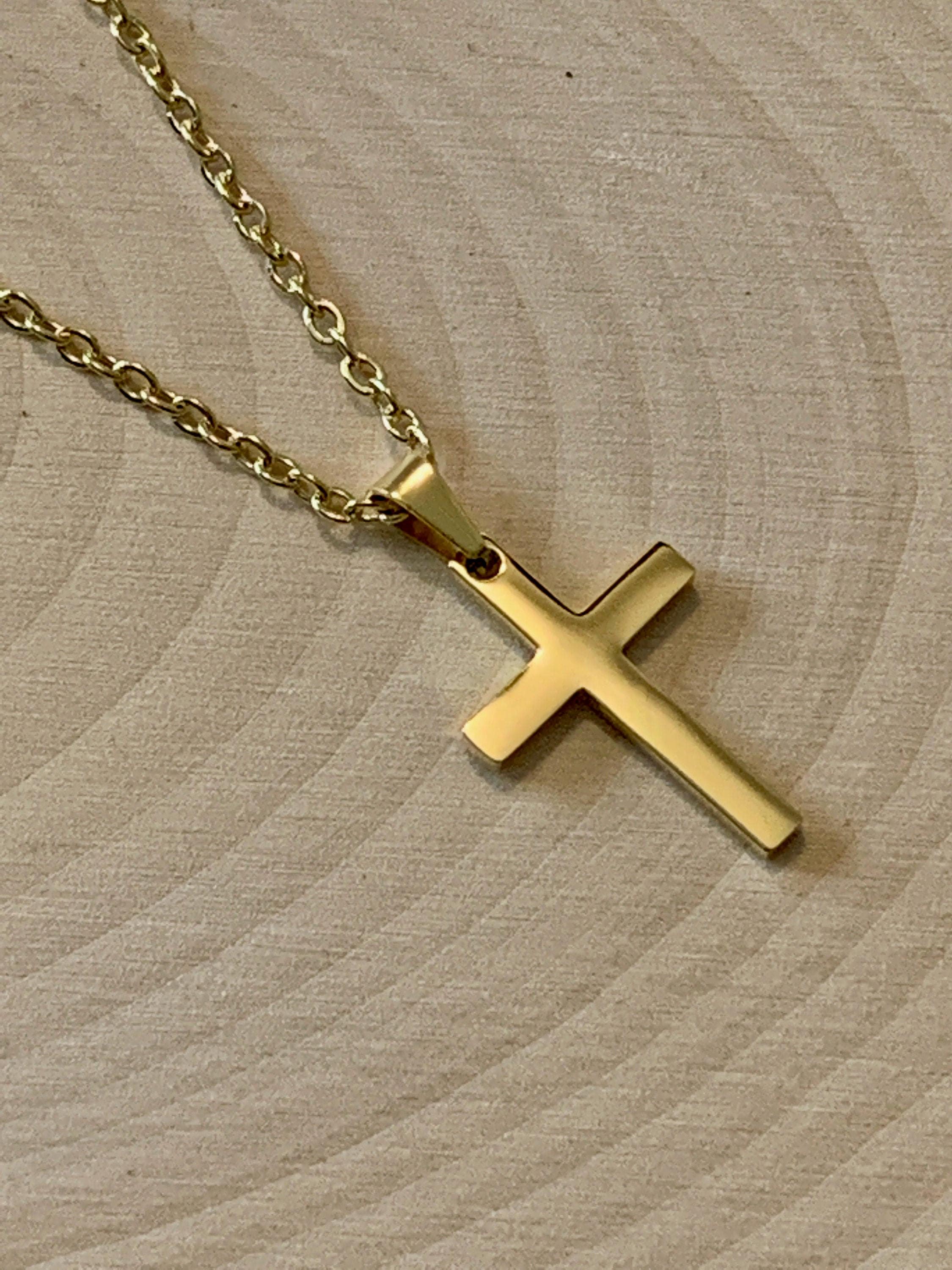 Mens small deals gold cross pendant