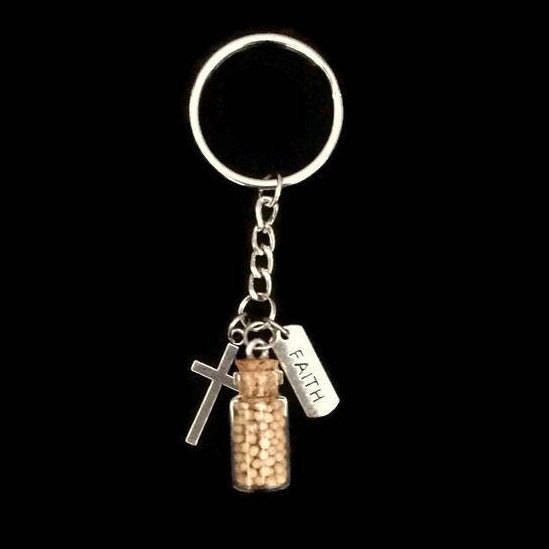 Faith of a mustard Seed Keychain with real mustard seed, Religious