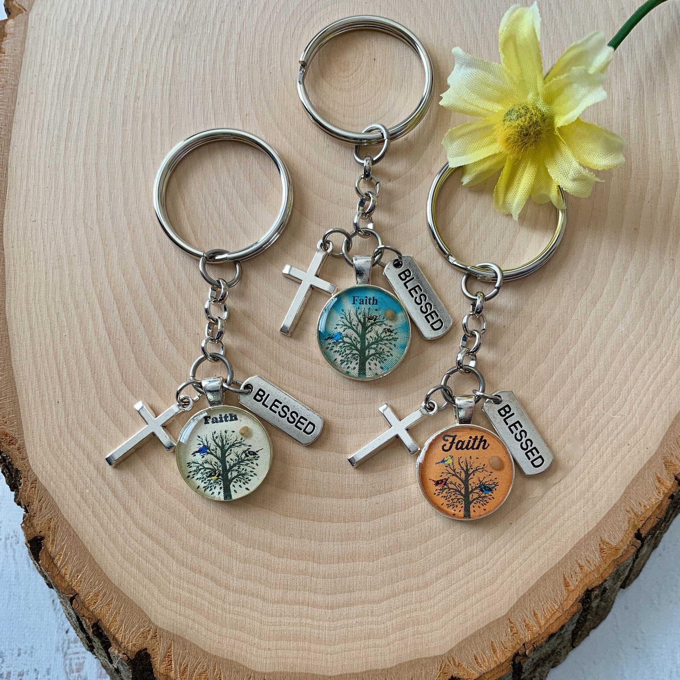 Faith of a mustard seed keychain, blessed keychain for her, religious