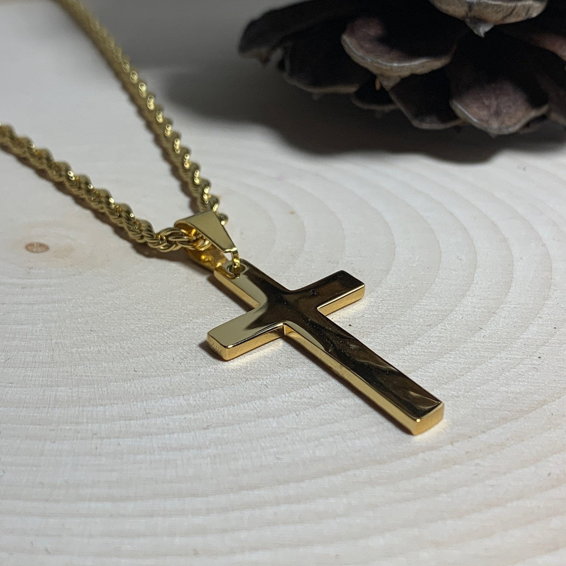 Gold stainless steel cross necklace for Men, Gold stainless steel cross ...
