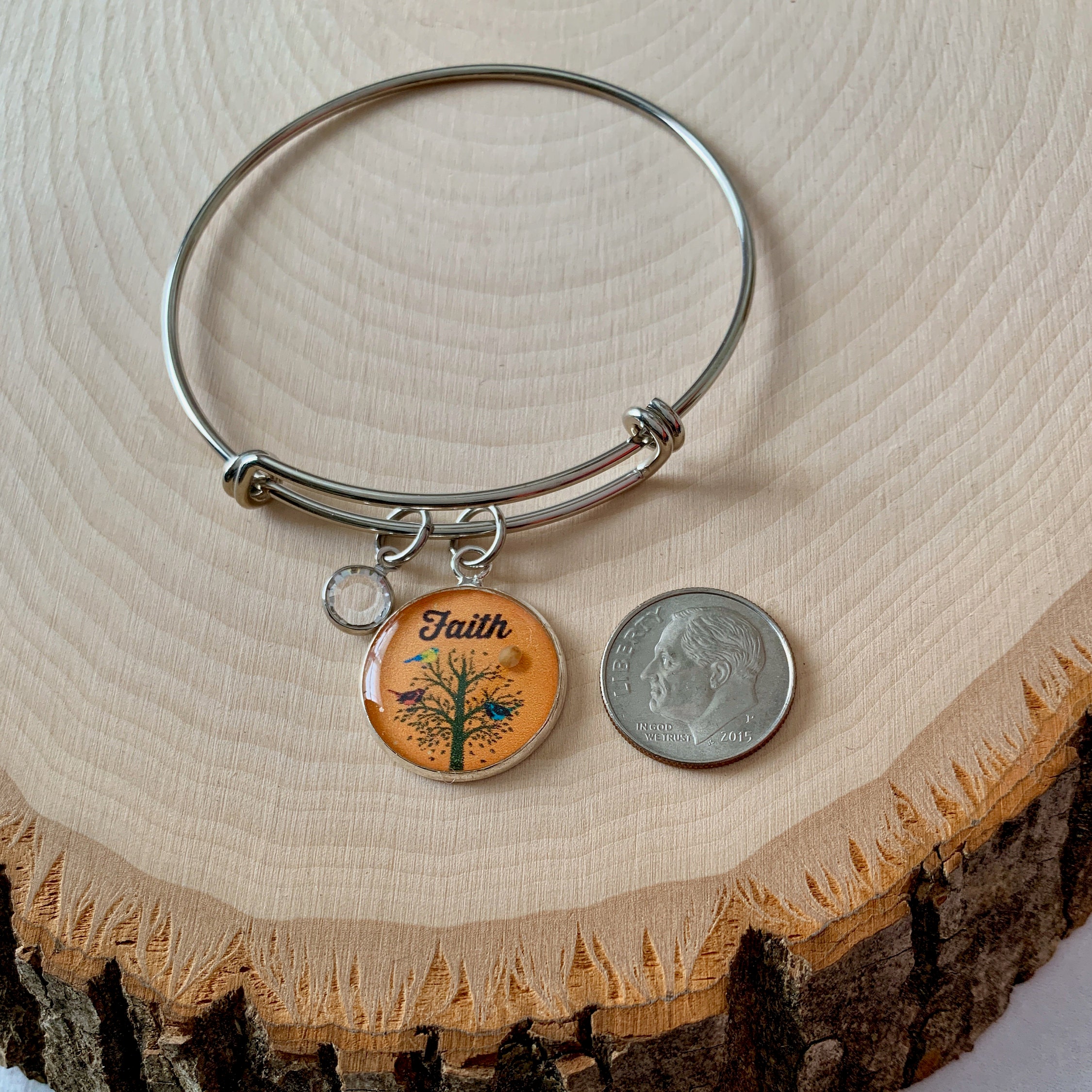 Faith of a mustard seed bracelet with real mustard seed, Tree of Life