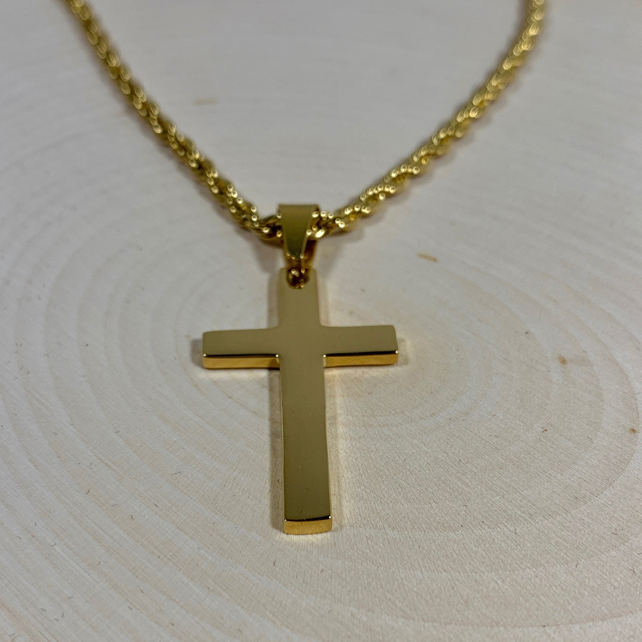Gold stainless steel cross necklace for Men, Gold stainless steel cross ...
