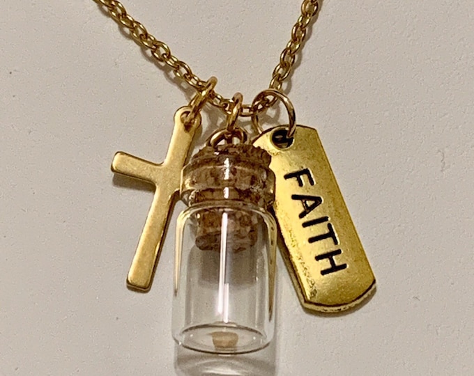 Faith of a mustard seed stackable charm pendant gold or silver, mustard seed charm necklace  silver or gold faith necklace Matthew 17 20