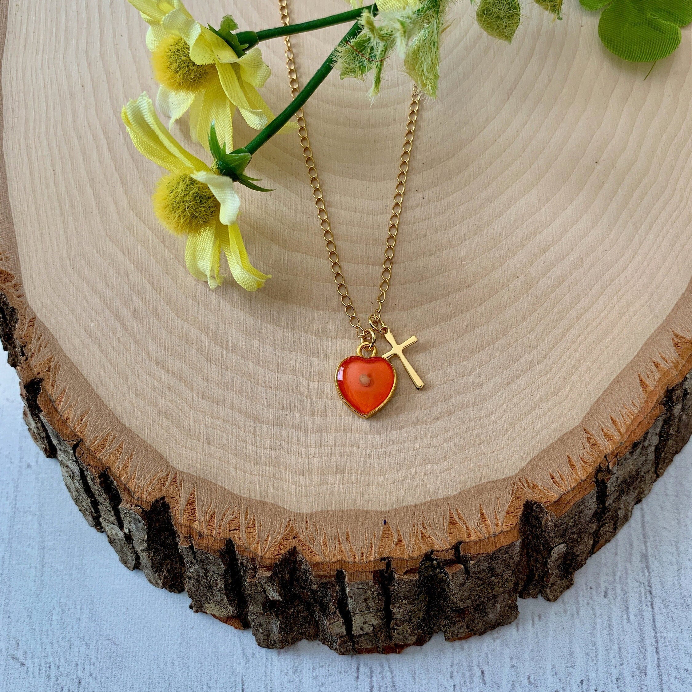 Heart with shop cross inside necklace