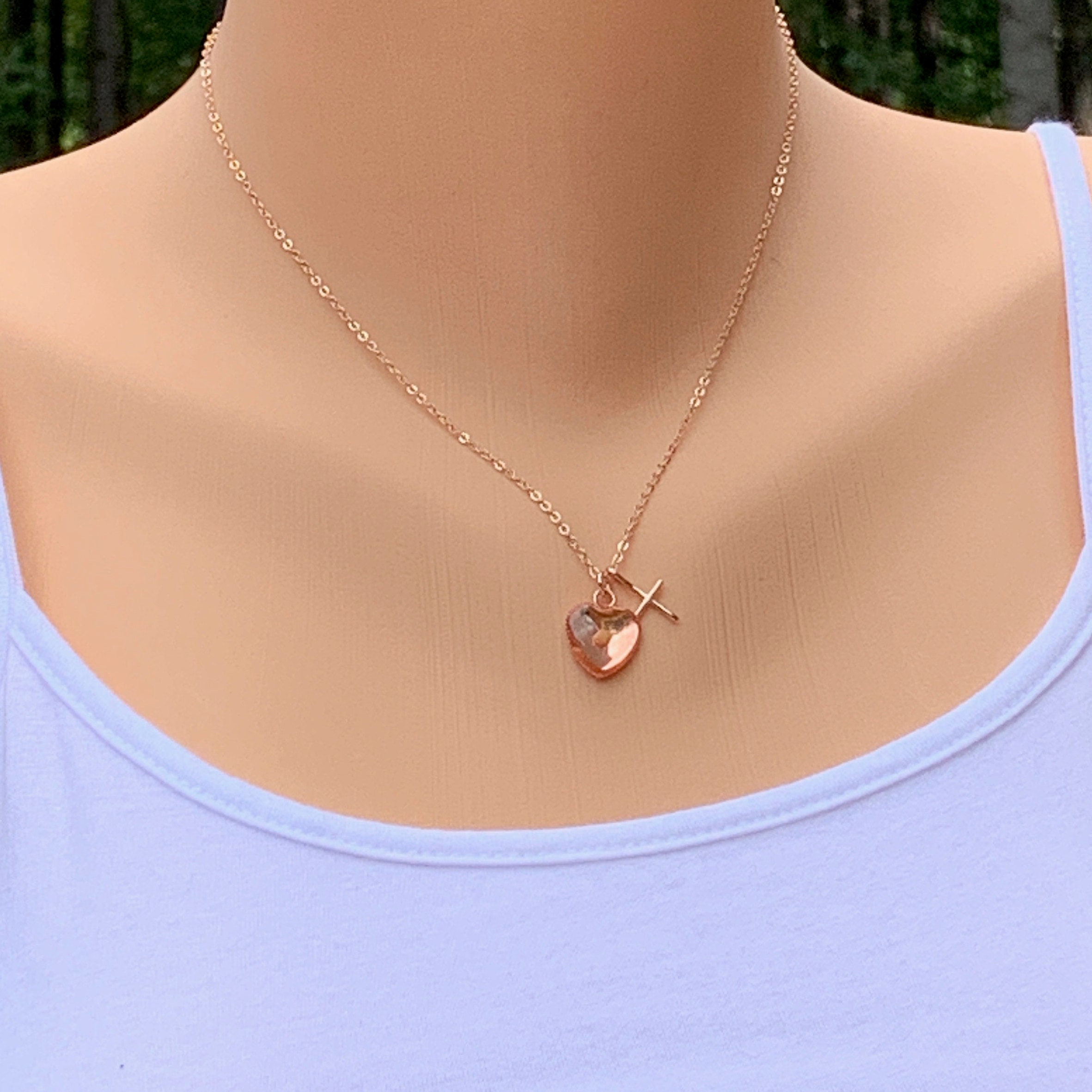 Faith of mustard seed heart necklace in gold rose gold or Etsy