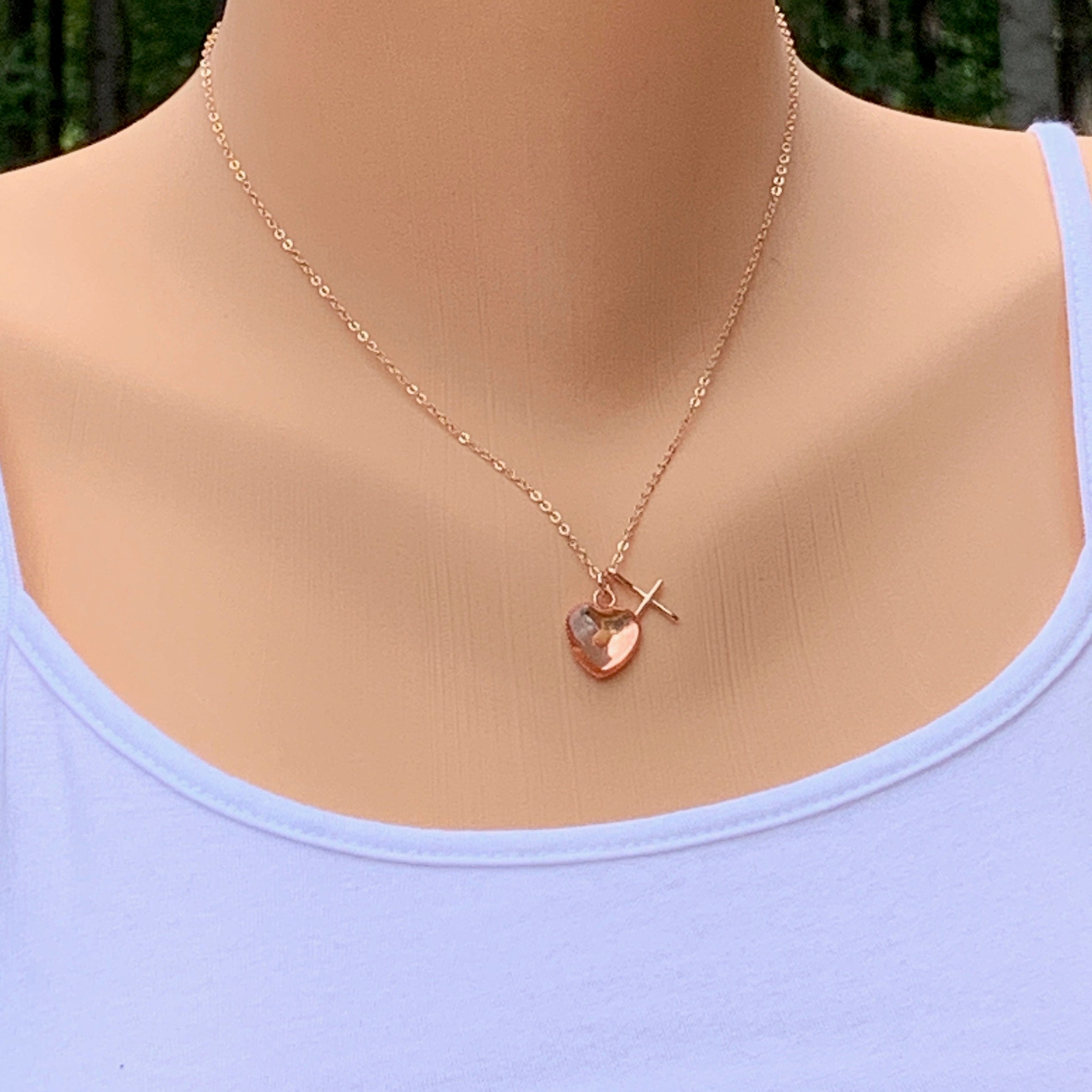 Faith of mustard seed heart necklace in gold rose gold or | Etsy