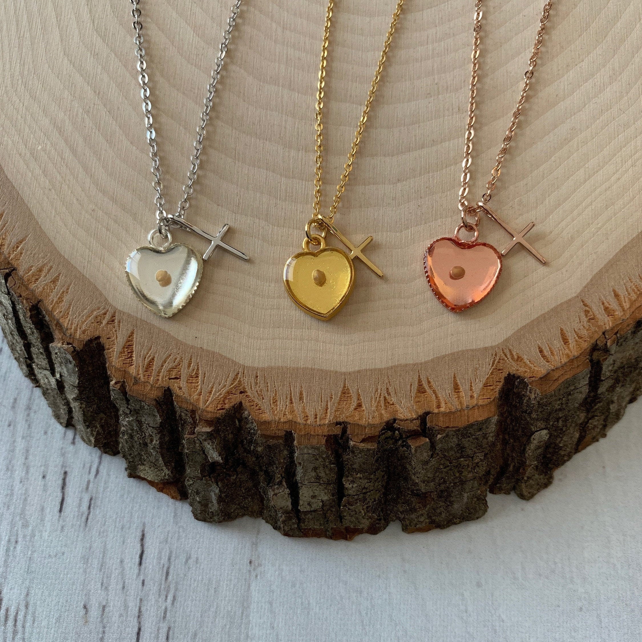 Faith of mustard seed heart necklace in gold rose gold or Etsy