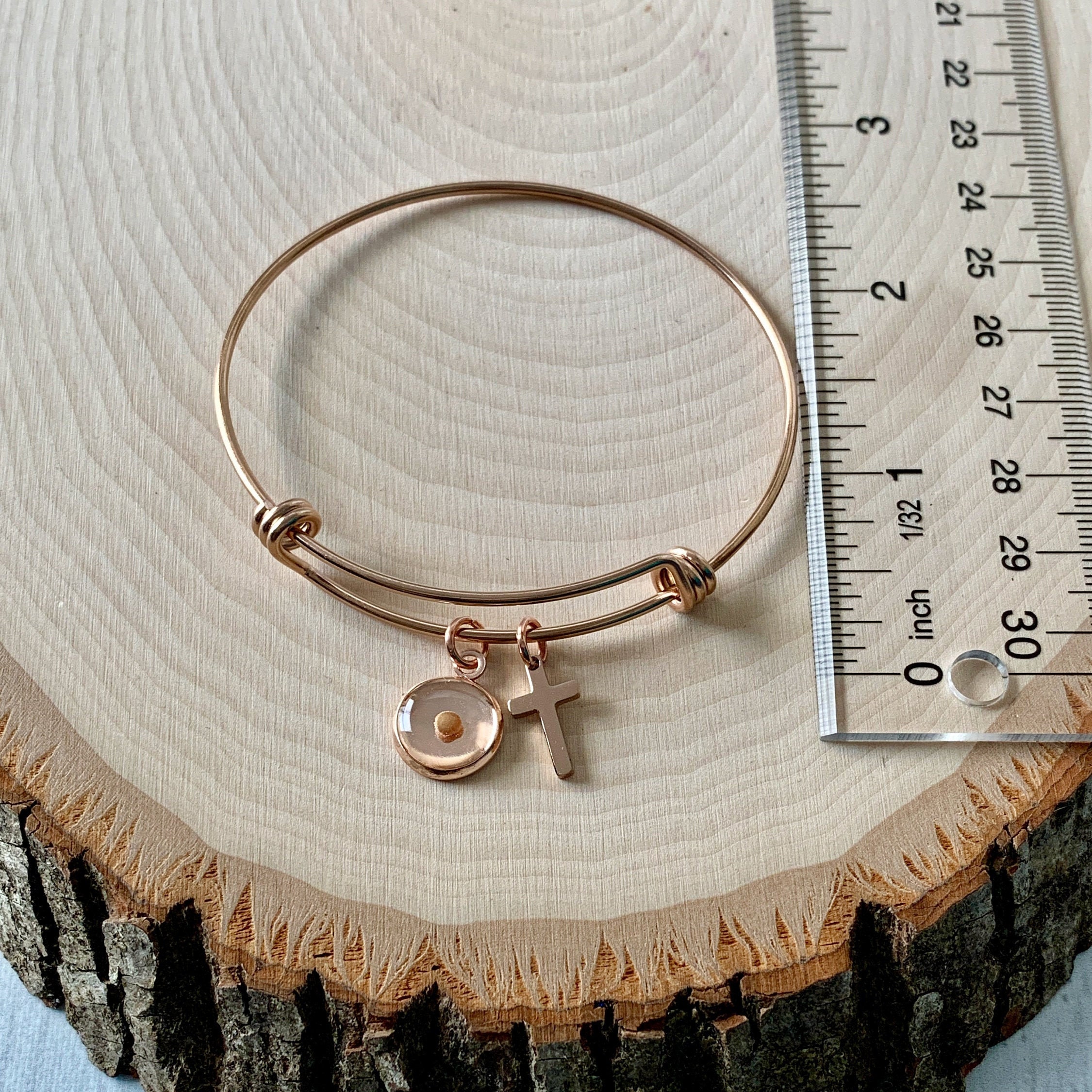 Faith of a mustard seed bangle bracelet for women in rose gold, rose