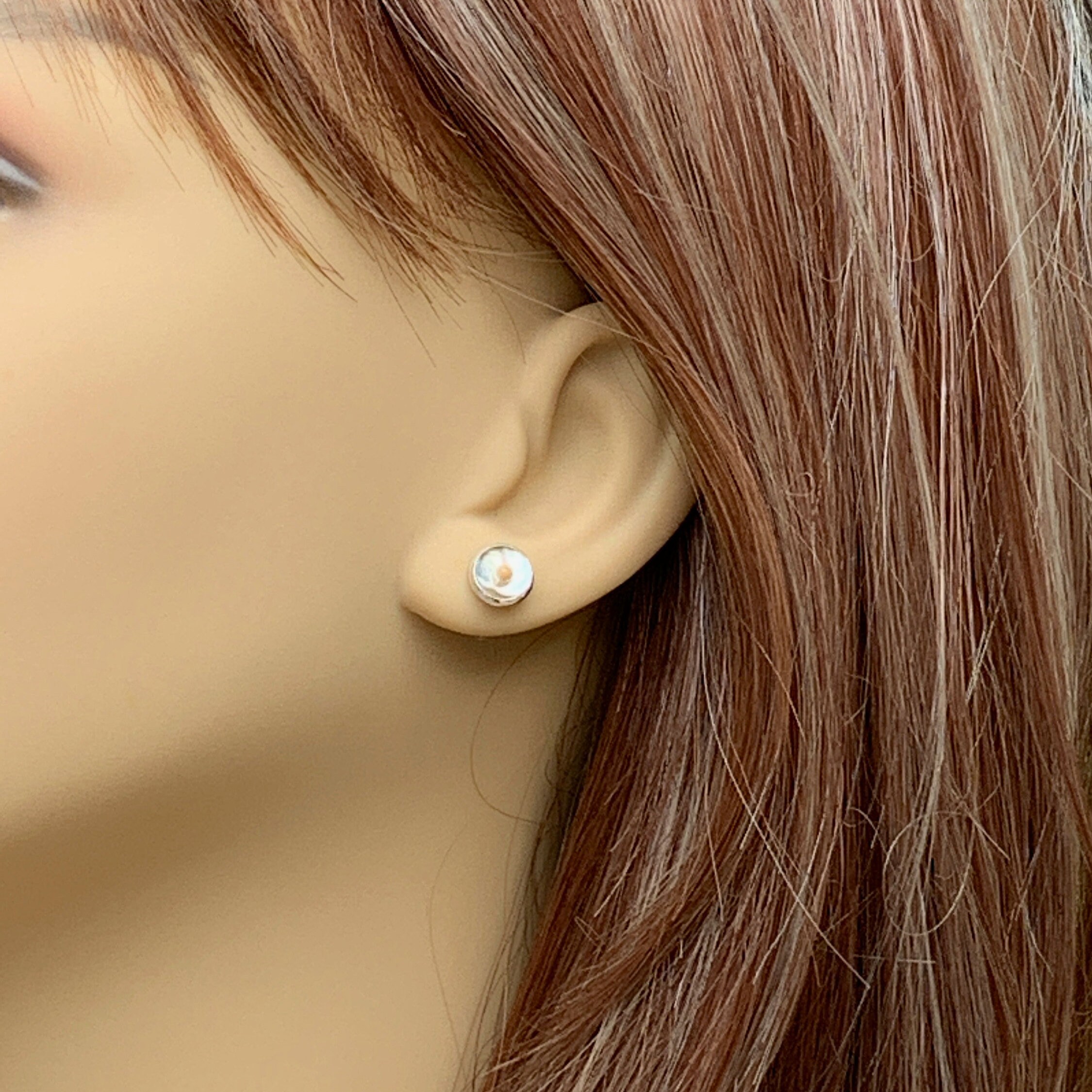 Silver stud mustard seed pierced earrings for her, Faith of a mustard