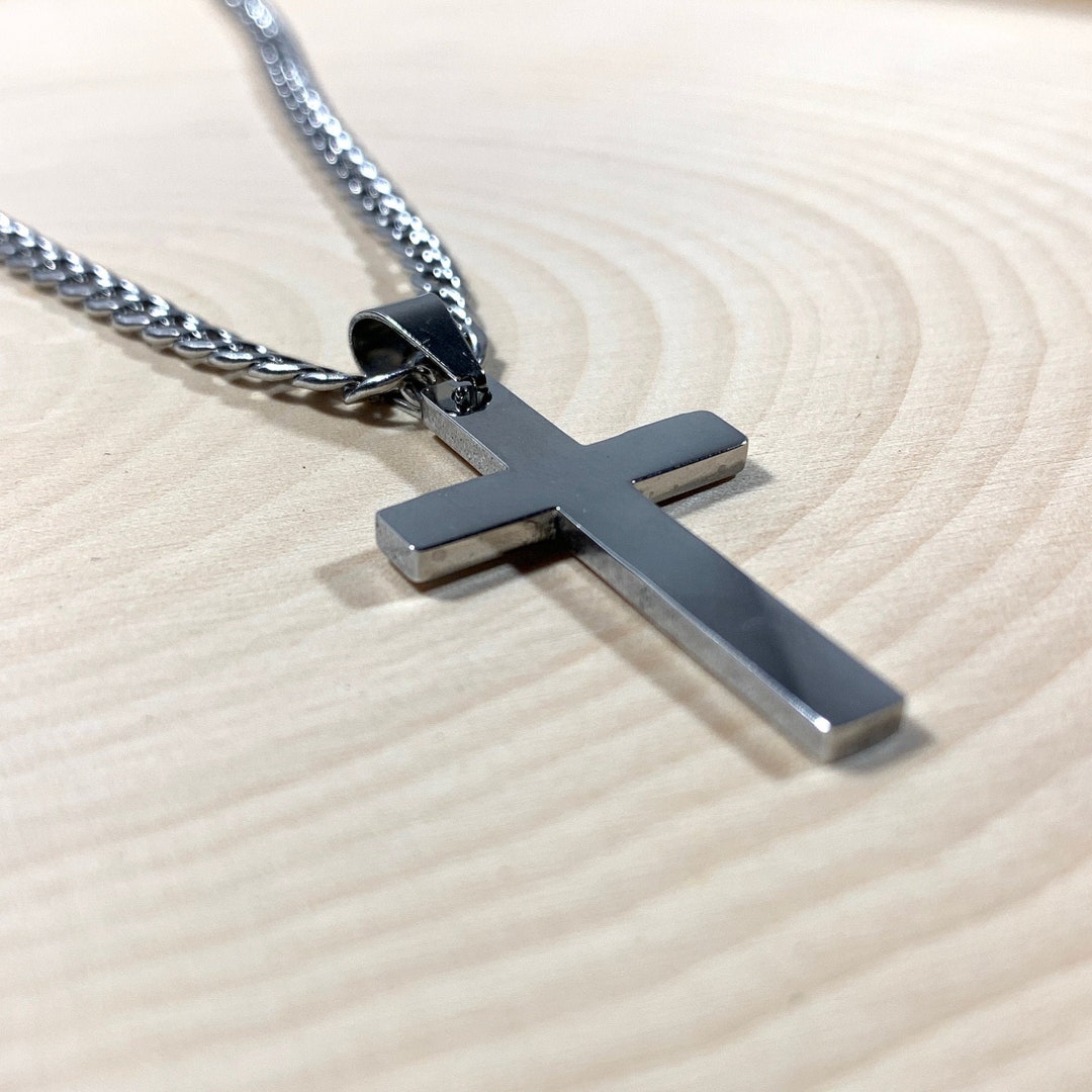 Silver or Gold Stainless Steel Cross Necklace for Men 316L Stainless Steel Cross Necklace for Men and Boys Etsy