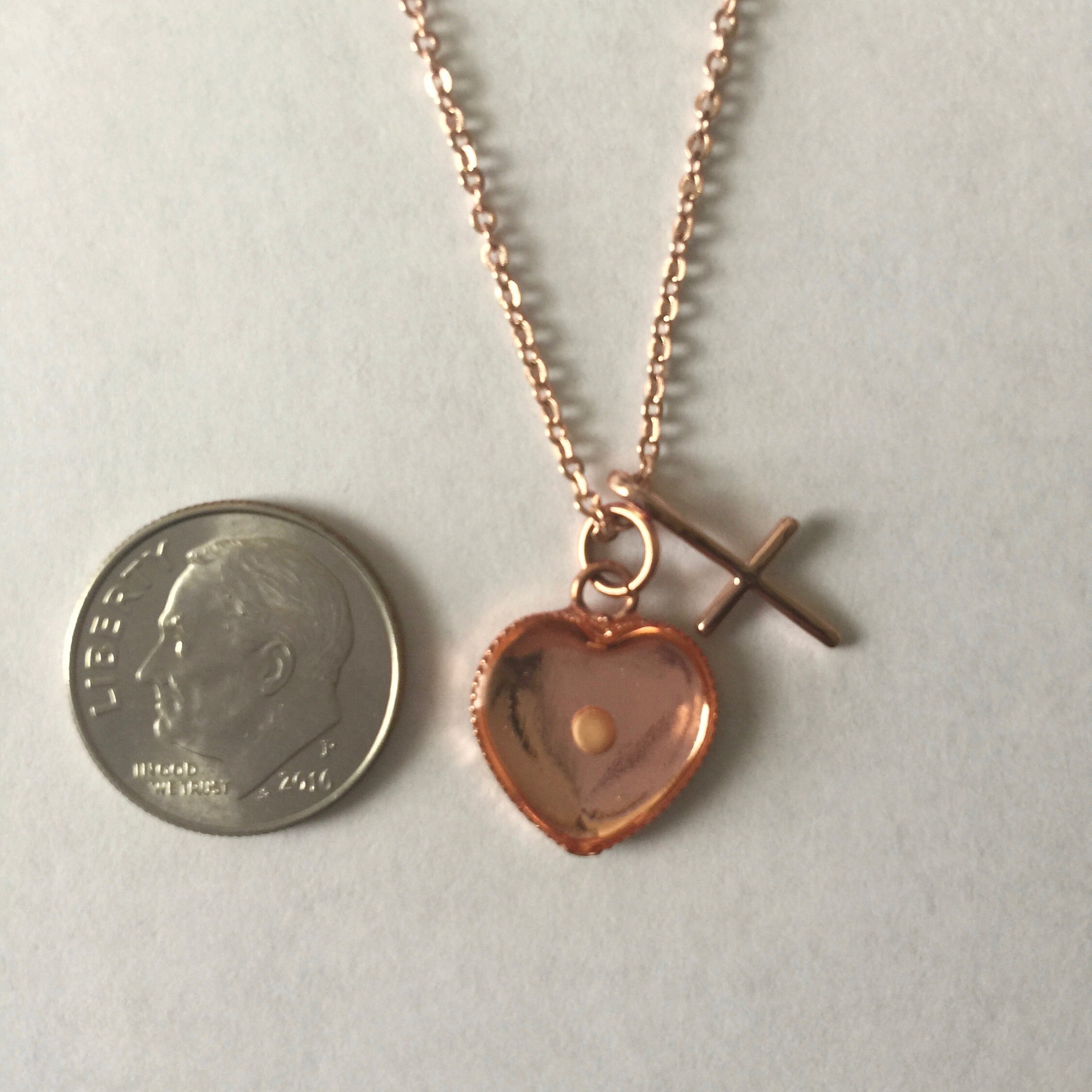 Mustard seed necklace in rose gold for women, Religious heart necklace