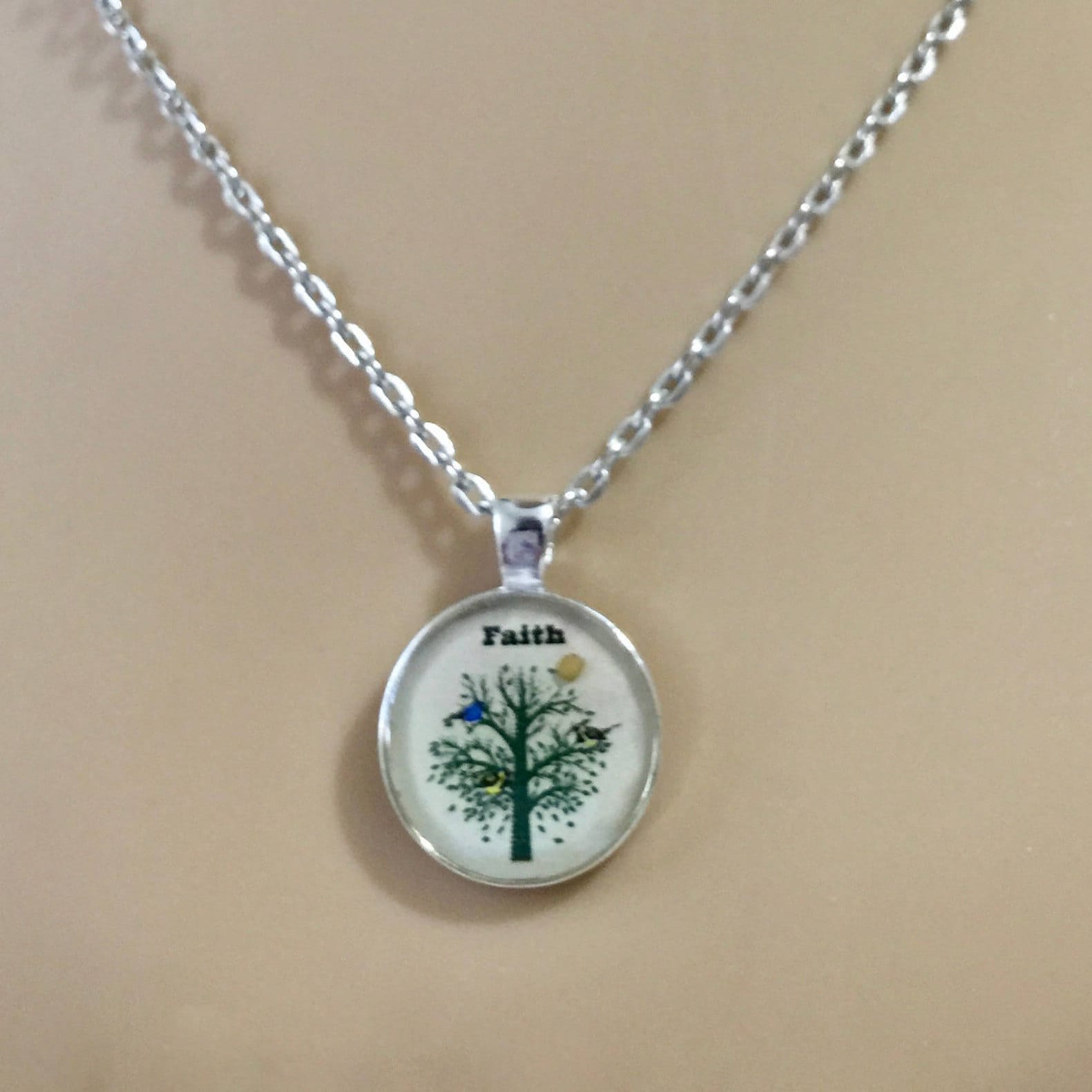 Mustard Seed Necklace with silver chain and real mustard seed, Cream