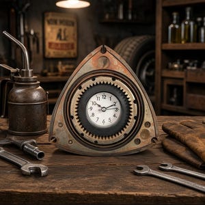 Mazda RX7 Rotary Engine Clock - Real Rotor Desk Clock - Car Guy Gift - Garage Decor - Wankel Engine Art - Upcycled Car Parts Mancave Gift