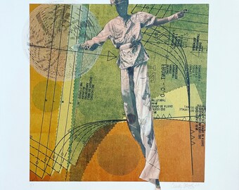 Unbalanced, monotype, unique, collage, photo, patterns, havana, dancer, stilts