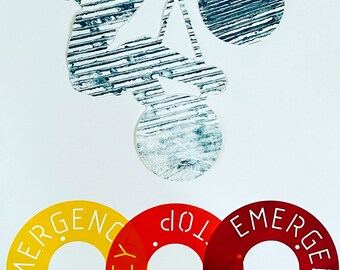 Emergency Stop! Biker, relief print, multiple color, bicyclist, collograph, sports, fitness