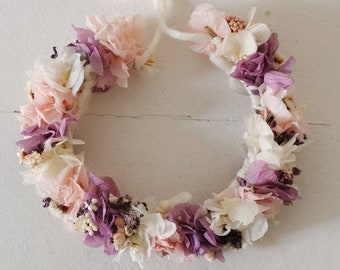 Medium crown with  purple and pink flowers.