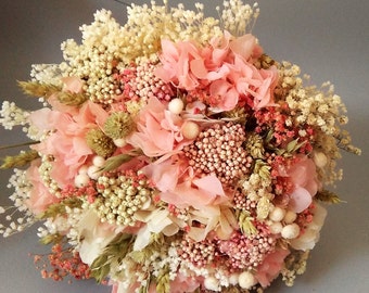 Wedding bouquets pink, beige and white.