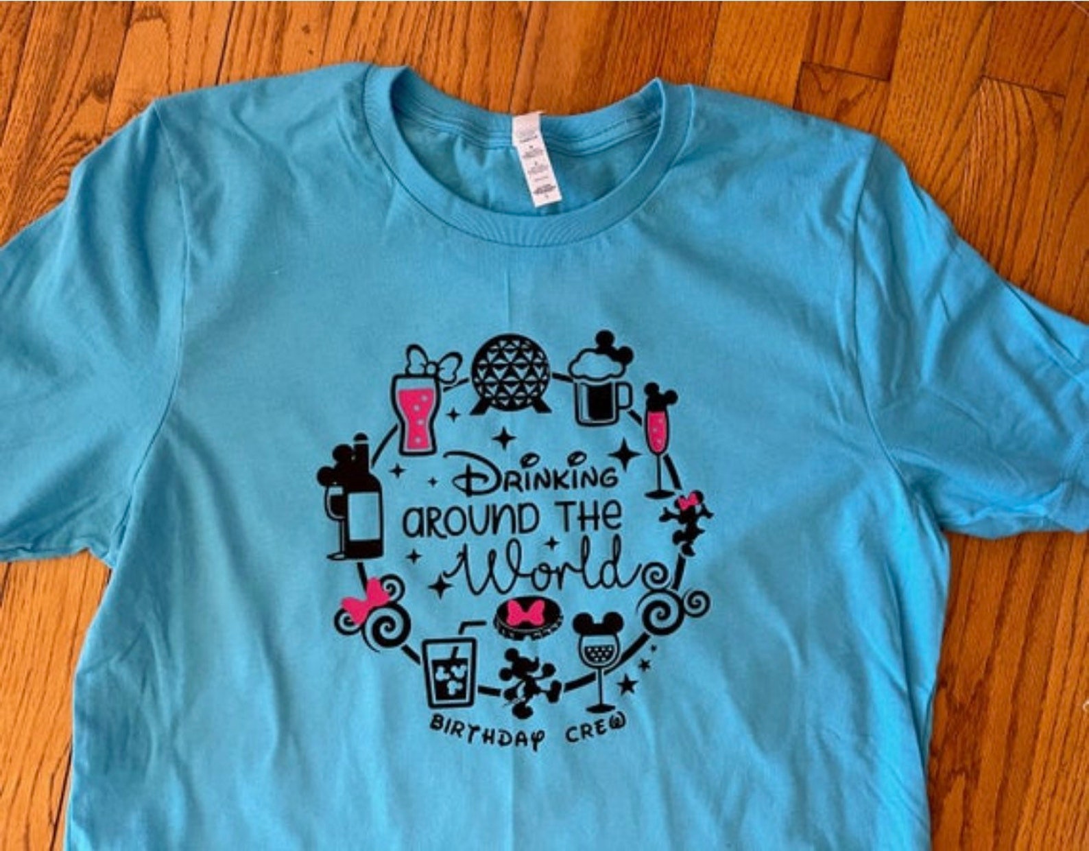 Tshirt //Epcot Drinking Around the World Birthday Crew Tee Etsy