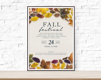 diy printable fall festival flyer template word flyer etsy