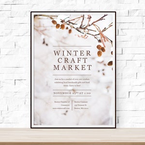 DIY Printable Winter Craft Fair Event Flyer Template for Church, School, University, Winterfest, Winter Holiday Market Flyer