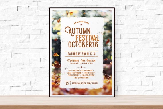 diy printable fall festival flyer template word flyer etsy