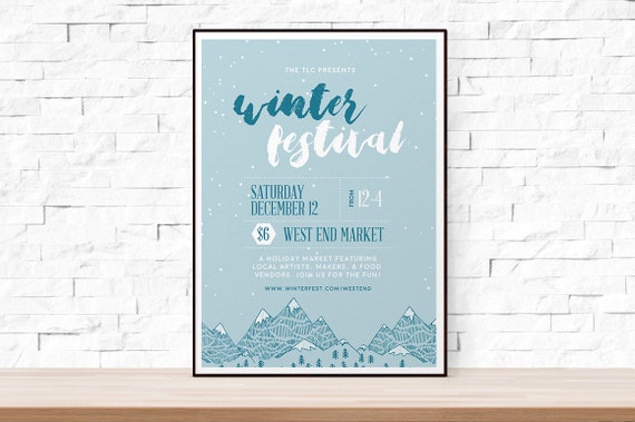 diy printable winter festival event flyer template for church etsy winter flyer template