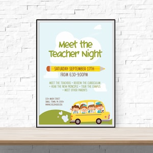 DIY Printable Back to School, Open House, Parent Teacher Night Event Flyer Template in PSD + DOCX for School