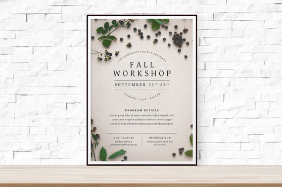 DIY Printable Fall Festival Flyer Template, Word Flyer Templates, Rustic Flyer, Autumn Workshop Flyer, Woodlands Theme, Craft Fair Flyer
