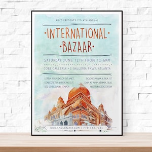 DIY Printable Event Flyer Template for International Ethnic Bazaar, PSD and DOCX version available