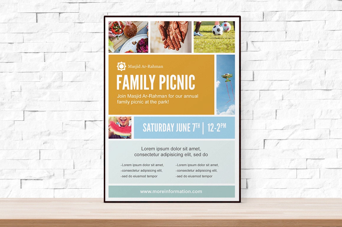 DIY druckbare Picknick Collage Event Vorlage Flyer für Kirche, Schule,  Universität, Masjid With Picnic Flyer Template