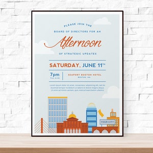 DIY Printable Skyline Event Flyer Template, MS Word Flyer Templates, Photoshop Flyer, Networking Flyer, Download Flyer, Blank Flyer