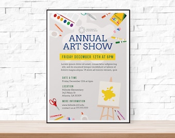 DIY Printable School Art Show Flyer Template, Word Flyer Templates, Event Flyer Template, Art Festival, School Template, Arts and Crafts