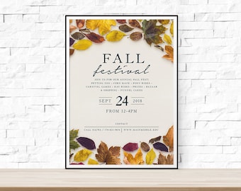 DIY druckbare Herbst Fest Flyer Vorlage, Word Flyer Vorlagen, Basar Flyer, Kinderparty, Picknick Flyer, Herbst Flyer