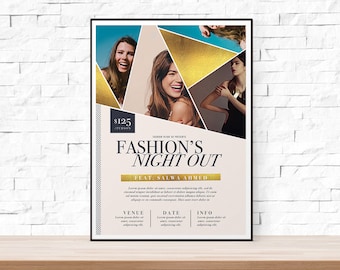 DIY Printable Fashion Week Geometric Event Flyer Template for Church, School, University, Fashion Show, Feminine