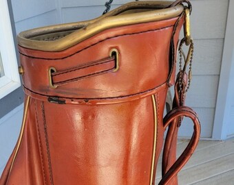 Vintage, MacGregor Faux Leather Brown Golf Bag  SSG24, Brass Label. Exc. Condition