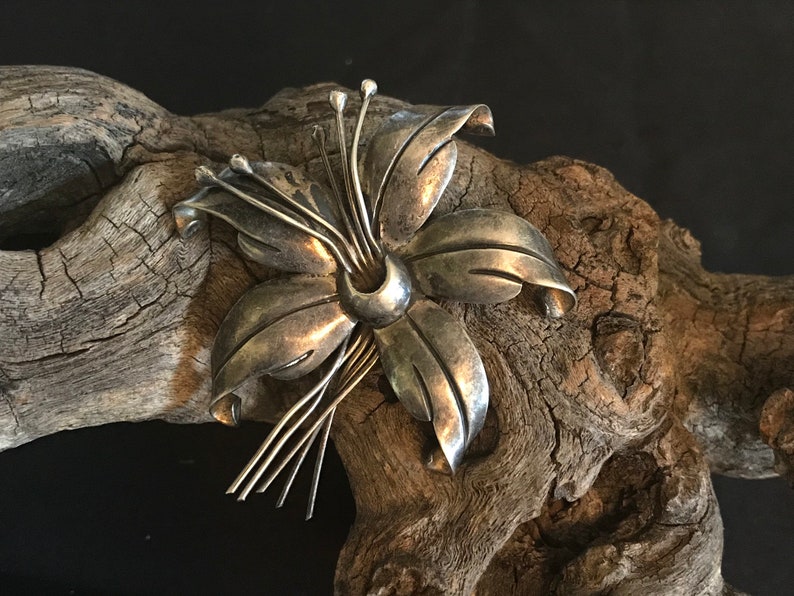 Vintage Sterling Maricela Flower Brooch